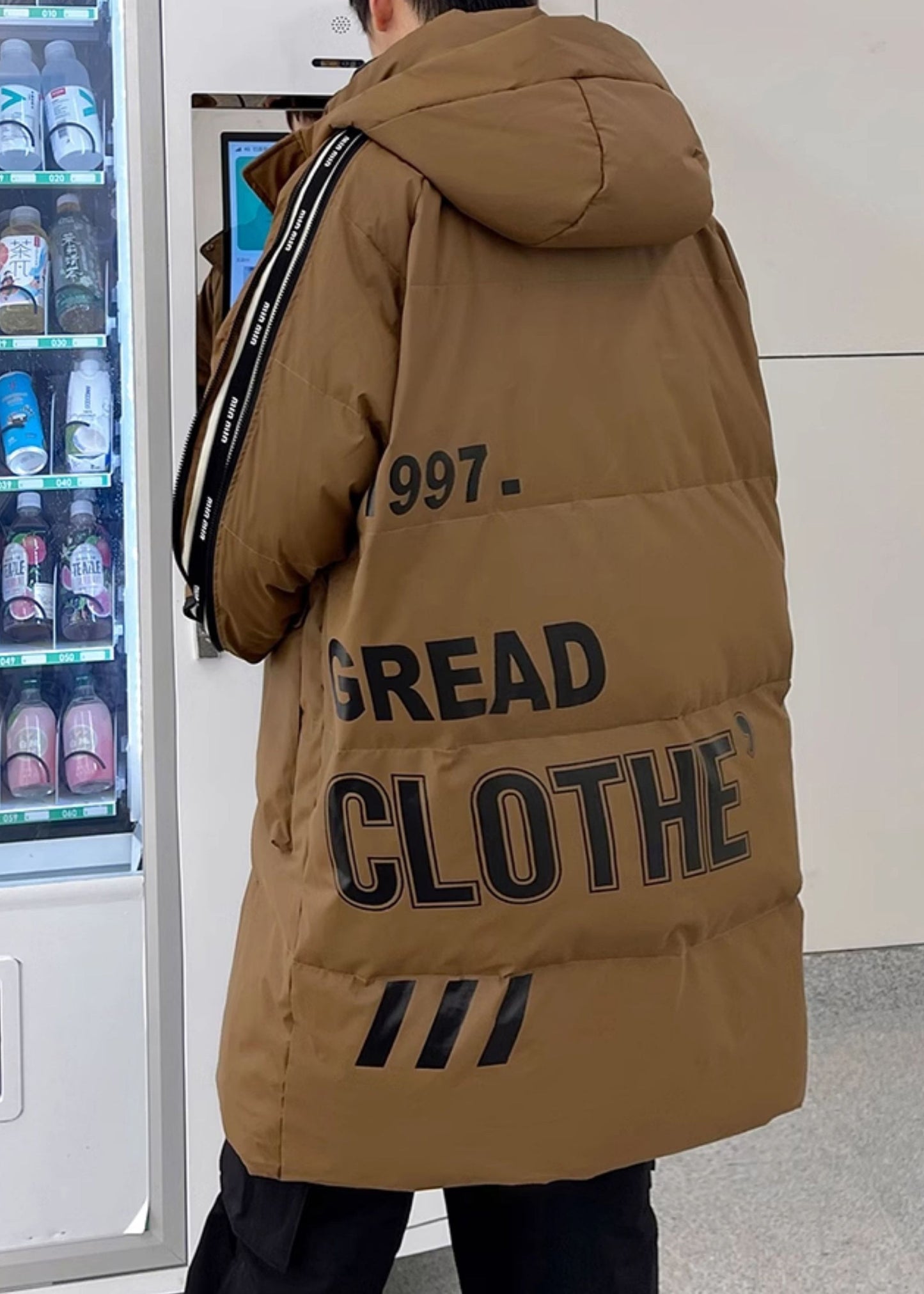 Cool Caramel Zippered Print Duck Down Men Down Coats Winter RJ018 ABC