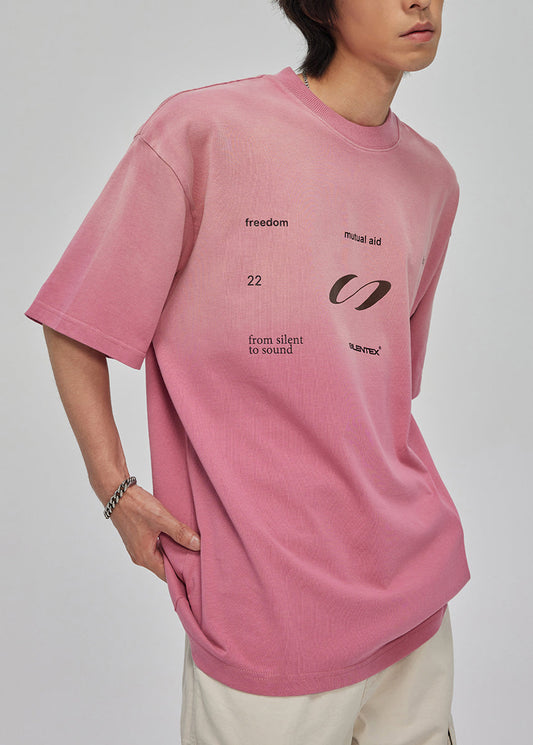 Cool Gradient Pink O Neck Print Cotton T Shirt Men Casual Clothing Summer WA003 MENT241110