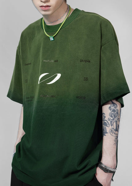 Cool Gradient Pink O Neck Print Cotton T Shirt Men Casual Clothing Summer WA003 MENT241110