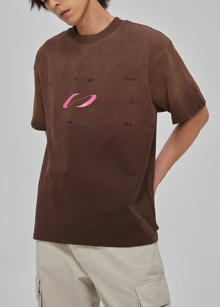 Cool Gradient Pink O Neck Print Cotton T Shirt Men Casual Clothing Summer WA003 MENT241110