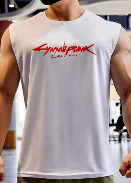 Tank Cotton Men's Sleeveless Cozy Print Khaki Cool FashionChic