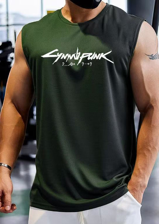 Tank Cotton Men's Sleeveless Cozy Print Khaki Cool FashionChic