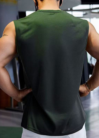 Tank Cotton Men's Sleeveless Cozy Print Khaki Cool FashionChic