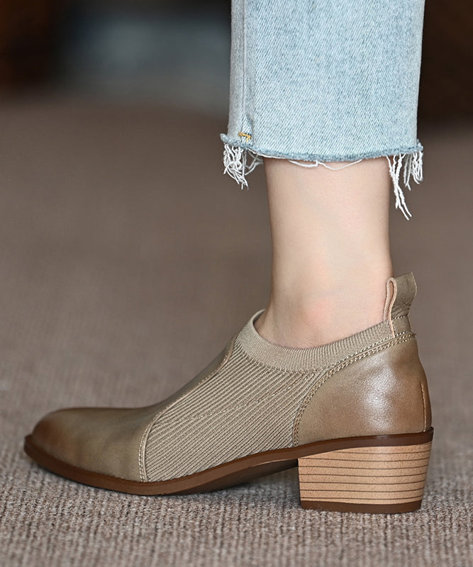 Cowhide Leather Splicing Brown Penny Loafers Pointed Toe OM015 ABC