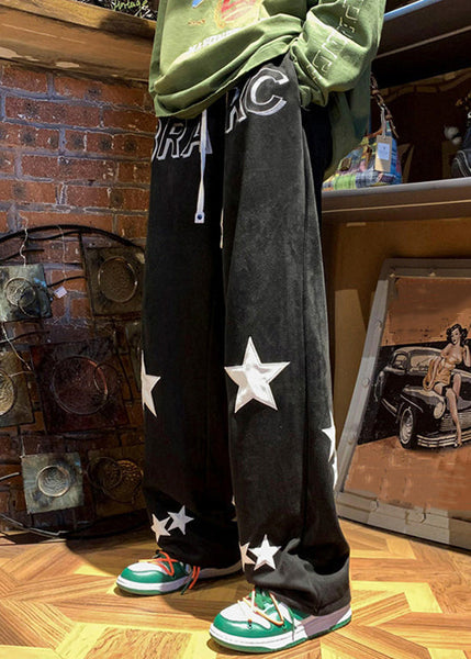 Cozy Coffee Print Elastic Waist Cotton Pants Men Fall WA057 MENP241110