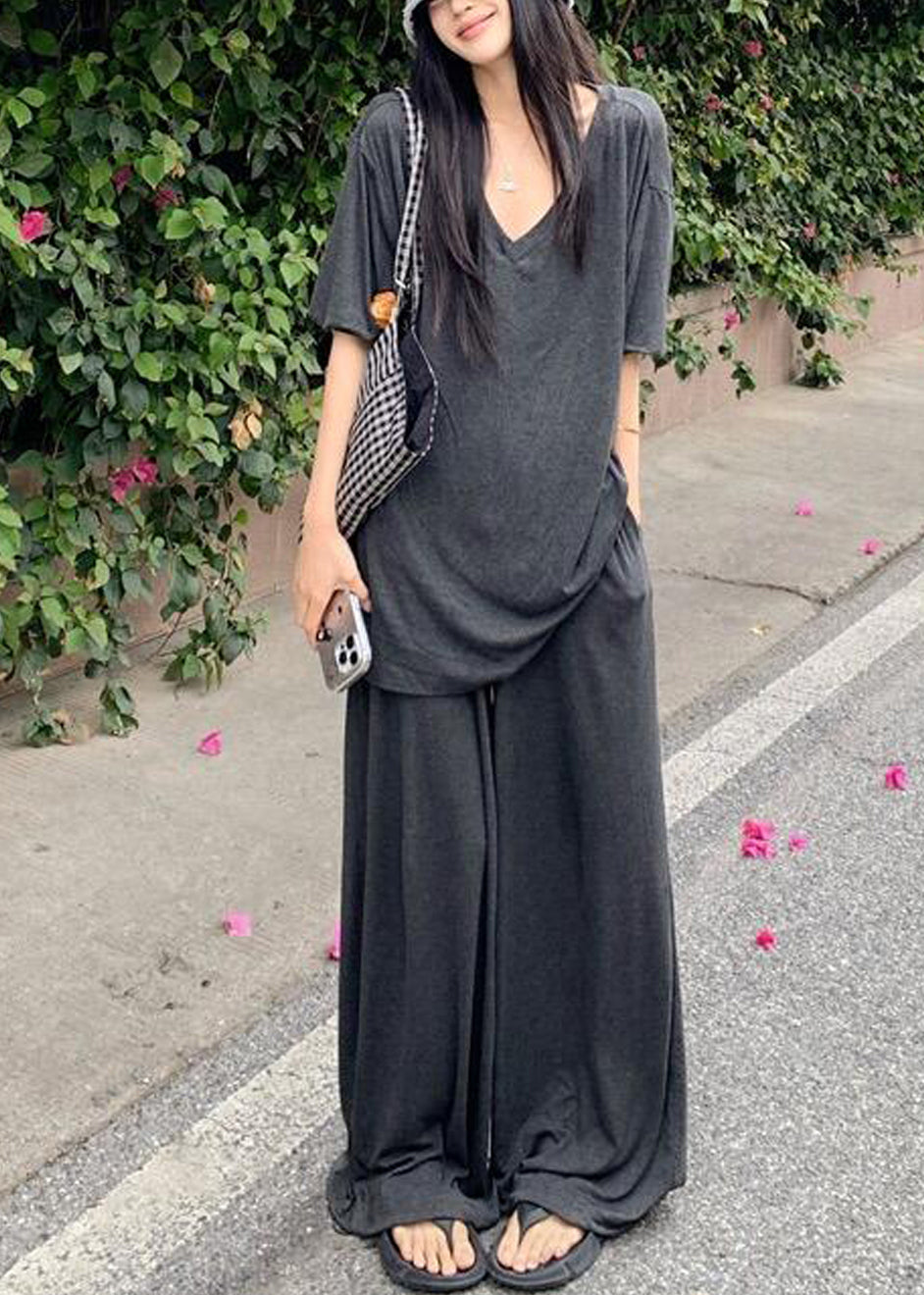 Pieces Cotton Cozy Fall Grey Set Oversized Two FashionChic