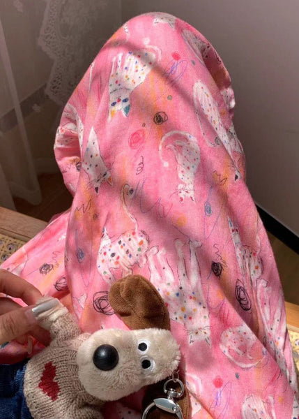 Pajamas Pink Waist Summer Print Cozy Pants Elastic Cotton FashionChic