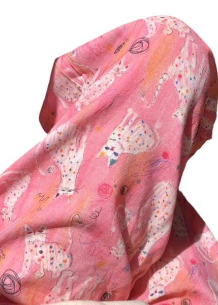 Pajamas Pink Waist Summer Print Cozy Pants Elastic Cotton FashionChic