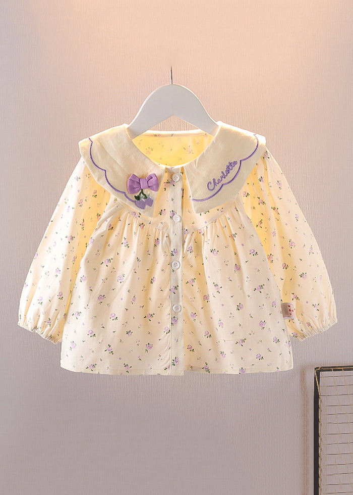 Cozy Purple Button Print Cotton Baby Blouses Long Sleeve YU1046 WS-RCTZ-LTP240529