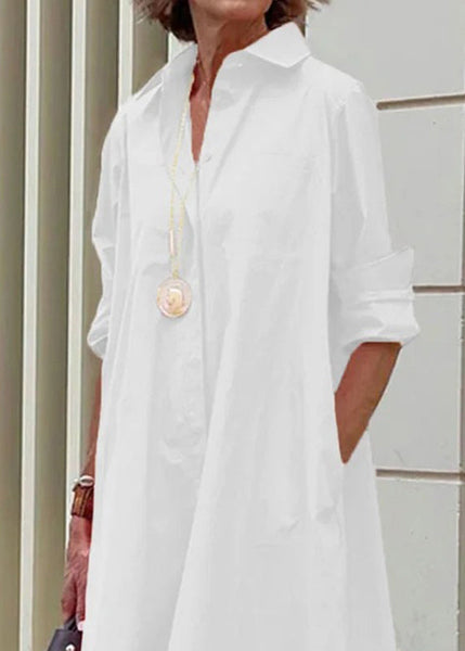 Peter Collar Pan Women's Long White Cross Simple Loose Border FashionChic