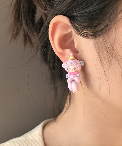 Earrings Cartoon Doll Stud Alloy Asymmetrical Cute FashionChic