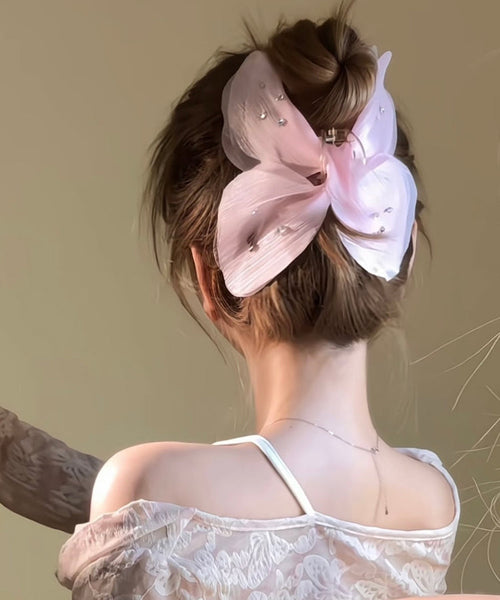 Hairpin Zircon Butterfly Tulle Beige Cute FashionChic