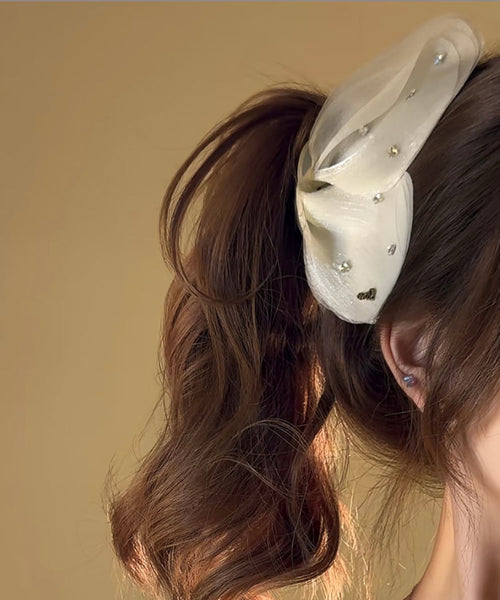 Hairpin Zircon Butterfly Tulle Beige Cute FashionChic