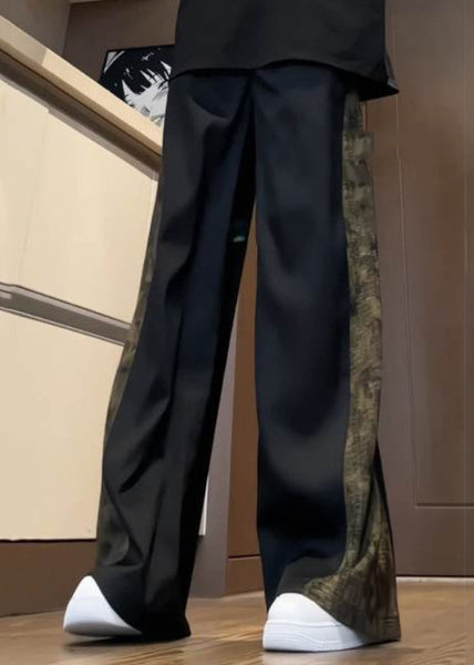 Cute Black Pockets Print Patchwork Cotton Men Pants Summer SA052 Men-casual-MENP240726