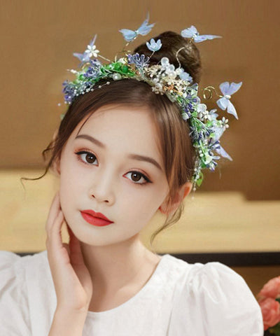 Cute Blue Acrylic Inlaid Zircon Pearl Butterfly Floral Kids Hairpin IU059 TZ-FQ-HAI240802