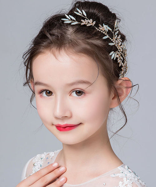 Cute Blue Alloy Inlaid Zircon Crystal Leaf Girl Hairpin IU043 TZ-FQ-HAI240802