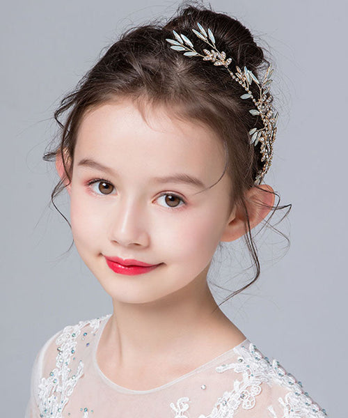 Cute Blue Alloy Inlaid Zircon Crystal Leaf Girl Hairpin IU043 TZ-FQ-HAI240802