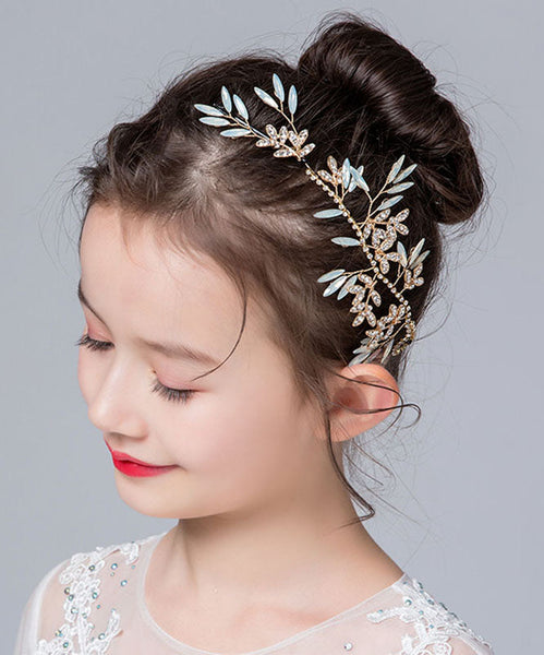 Cute Blue Alloy Inlaid Zircon Crystal Leaf Girl Hairpin IU043 TZ-FQ-HAI240802