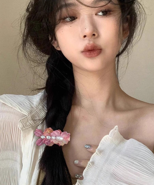 Alloy Pearl Floral Blue Hairpin Zircon Cute FashionChic