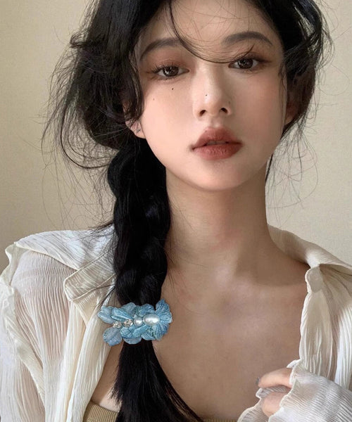 Alloy Pearl Floral Blue Hairpin Zircon Cute FashionChic