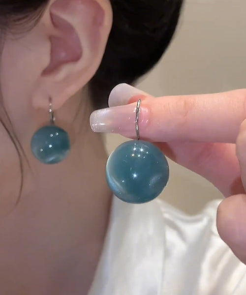 Silver Ball Drop Sterling Earrings Cute Blue FashionChic