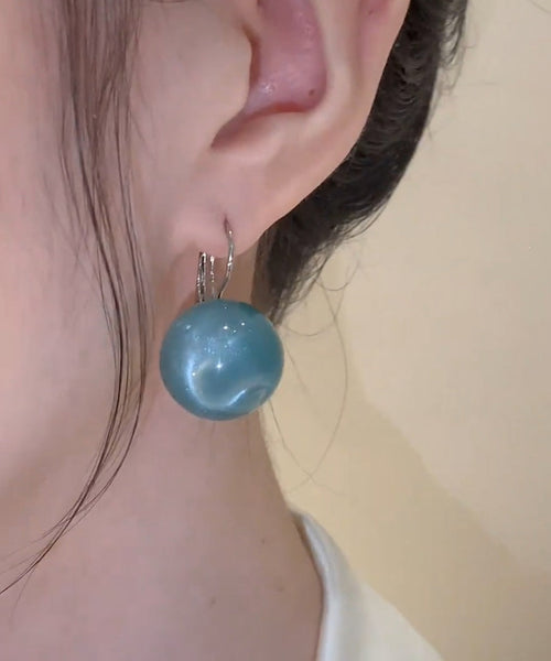 Silver Ball Drop Sterling Earrings Cute Blue FashionChic