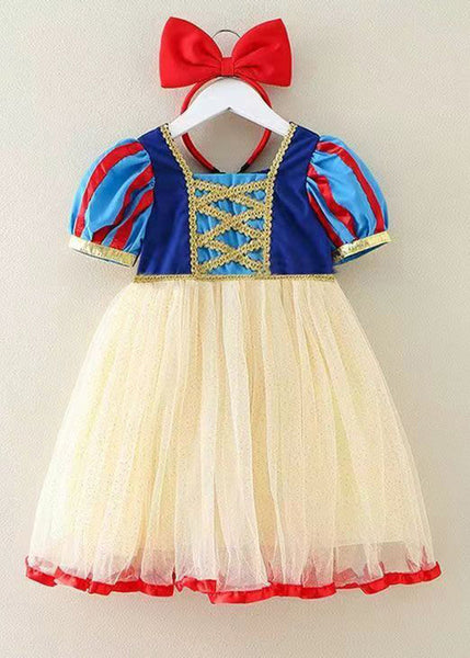 Cute Colorblock Print Patchwork Tulle Girls Maxi Dresses Summer EW009 WS-JRTZSDL240810