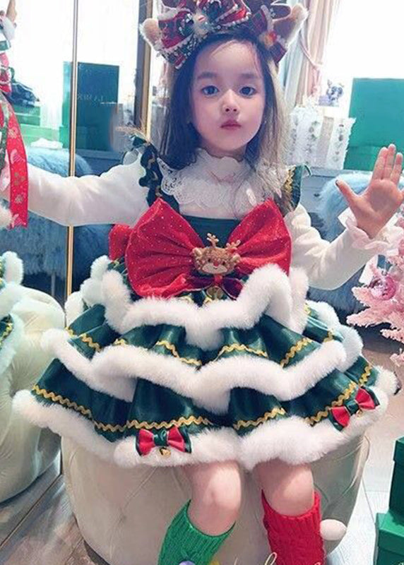 Cute Colorblock Turtleneck Christmas Day Kids Mid Dress Winter RP042 ABC