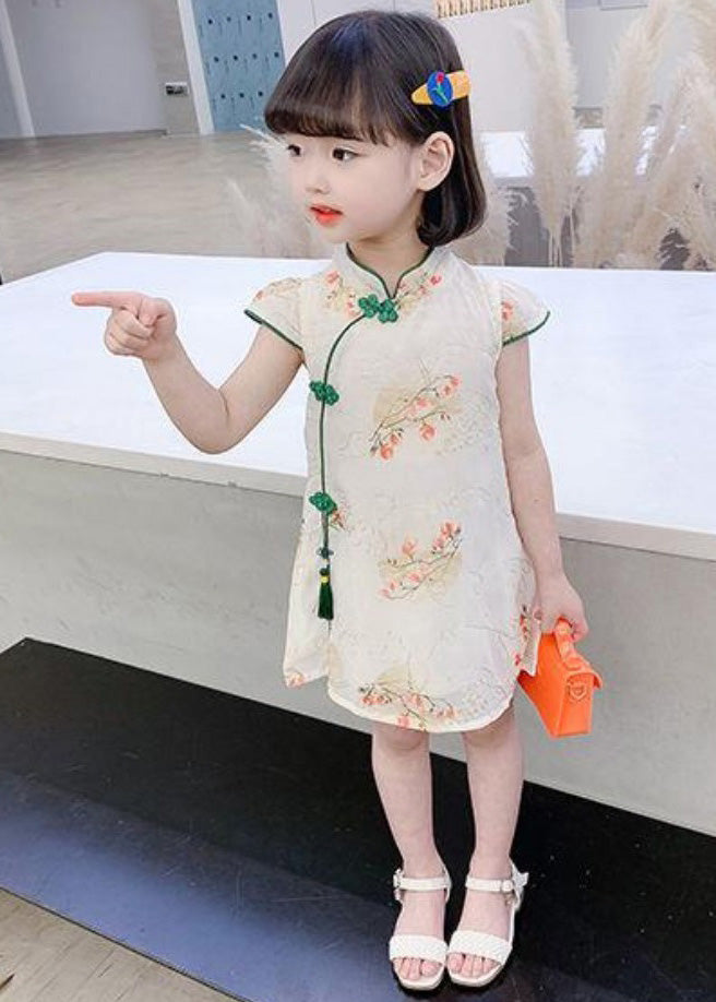 Cute Green Embroidered Tassel Silk Girls Mid Dress Short Sleeve GF012 MM-RCTZ-SDM230724