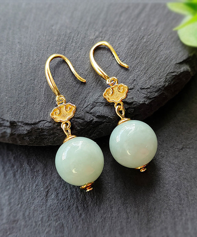 Cute Light Green Sterling Silver Overgild Jade Drop Earrings GH1088 Ada Fashion