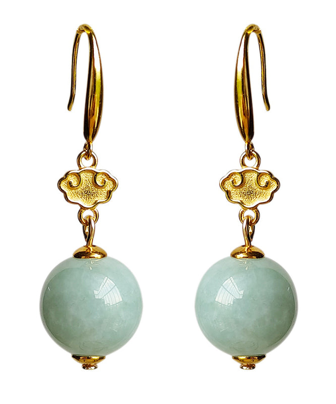 Cute Light Green Sterling Silver Overgild Jade Drop Earrings GH1088 Ada Fashion