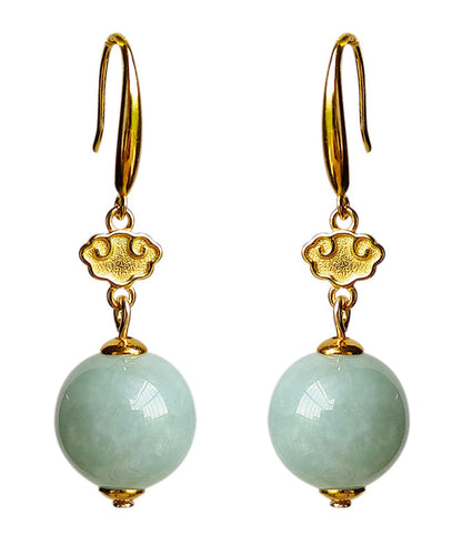 Cute Light Green Sterling Silver Overgild Jade Drop Earrings GH1088 Ada Fashion