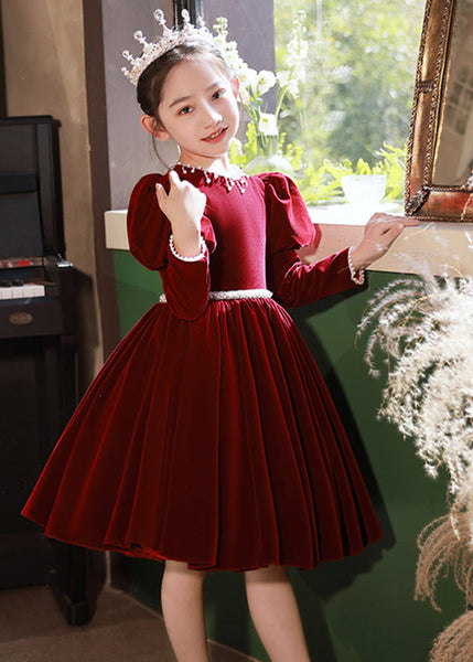 Long Velour Mulberry Bead Girls Silk Nail Cute Dress Patchwork FashionChic