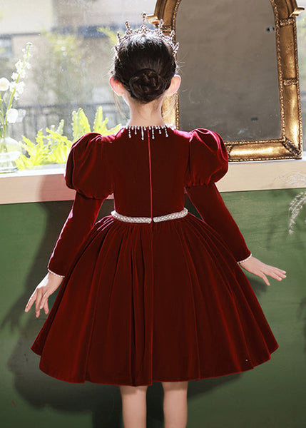 Long Velour Mulberry Bead Girls Silk Nail Cute Dress Patchwork FashionChic