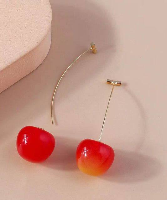 Cute Orange Alloy Acrylic Cherry Drop Earrings KX1044 Ada Fashion