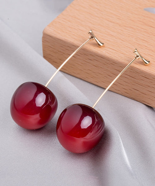 Cute Orange Alloy Acrylic Cherry Drop Earrings KX1044 Ada Fashion