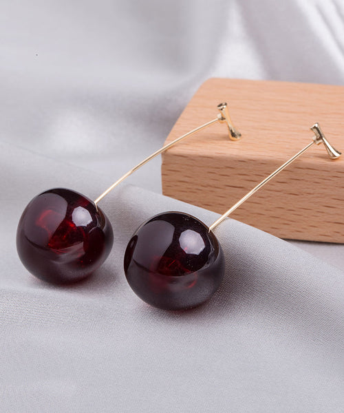 Cute Orange Alloy Acrylic Cherry Drop Earrings KX1044 Ada Fashion