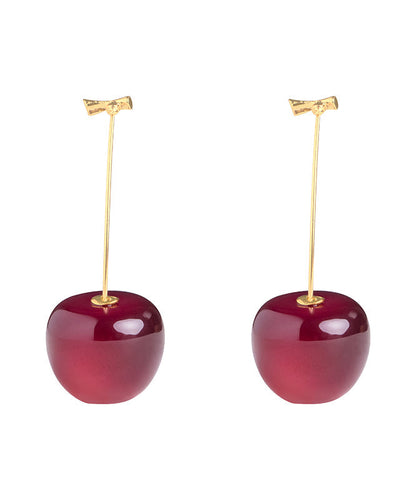 Cute Orange Alloy Acrylic Cherry Drop Earrings KX1044 Ada Fashion