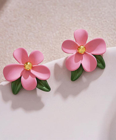 Cute Pink Acrylic Alloy Floral Stud Earrings YZ005 ABC