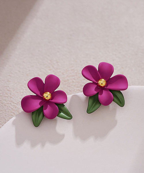 Cute Pink Acrylic Alloy Floral Stud Earrings YZ005 ABC