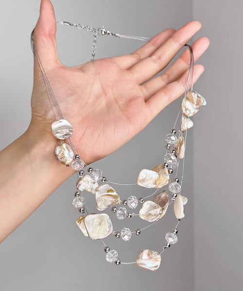 Layered Alloy Pendant Shell Cute Pink Necklace FashionChic