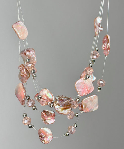 Layered Alloy Pendant Shell Cute Pink Necklace FashionChic