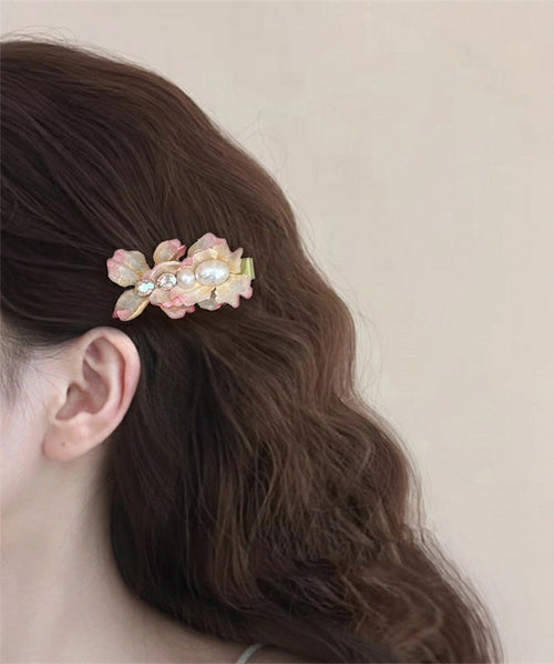 Pink Alloy Floral Cute Cloth Zircon Acrylic Hairpin FashionChic