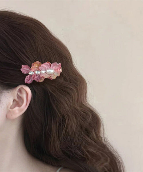 Pink Alloy Floral Cute Cloth Zircon Acrylic Hairpin FashionChic