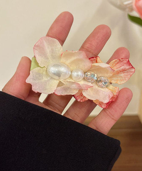 Pink Alloy Floral Cute Cloth Zircon Acrylic Hairpin FashionChic