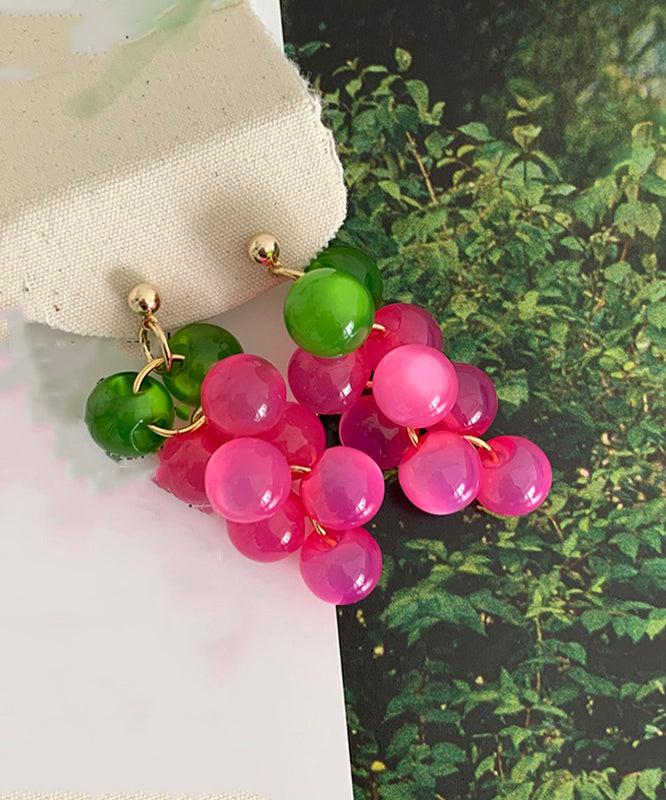Drop Earrings Cat's Grape Alloy Pink Cute Copper Resin Eye Stone FashionChic