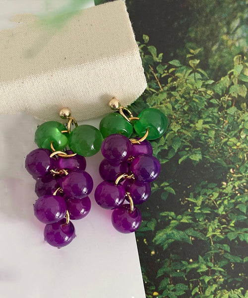 Drop Earrings Cat's Grape Alloy Pink Cute Copper Resin Eye Stone FashionChic