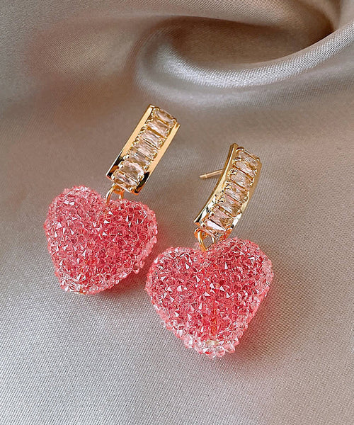 Cute Pink Copper Alloy Peach Heart Drop Earrings RB027 ABC
