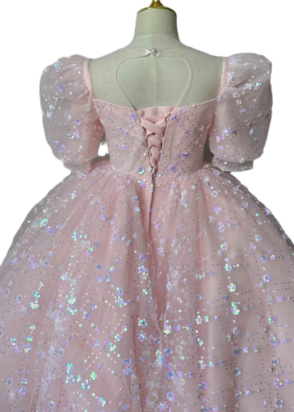 Cute Pink Embroideried Patchwork Tulle Kids Long Dresses Summer YG003 ABC