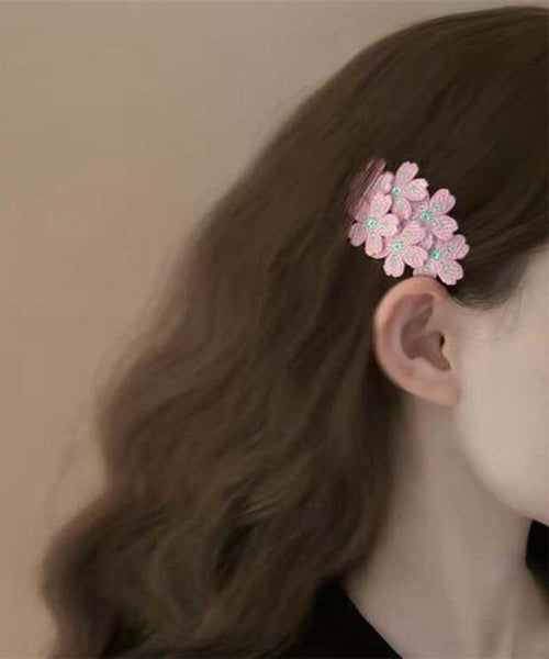 Cute Hairpin Pink Embroidery Knit Floral FashionChic